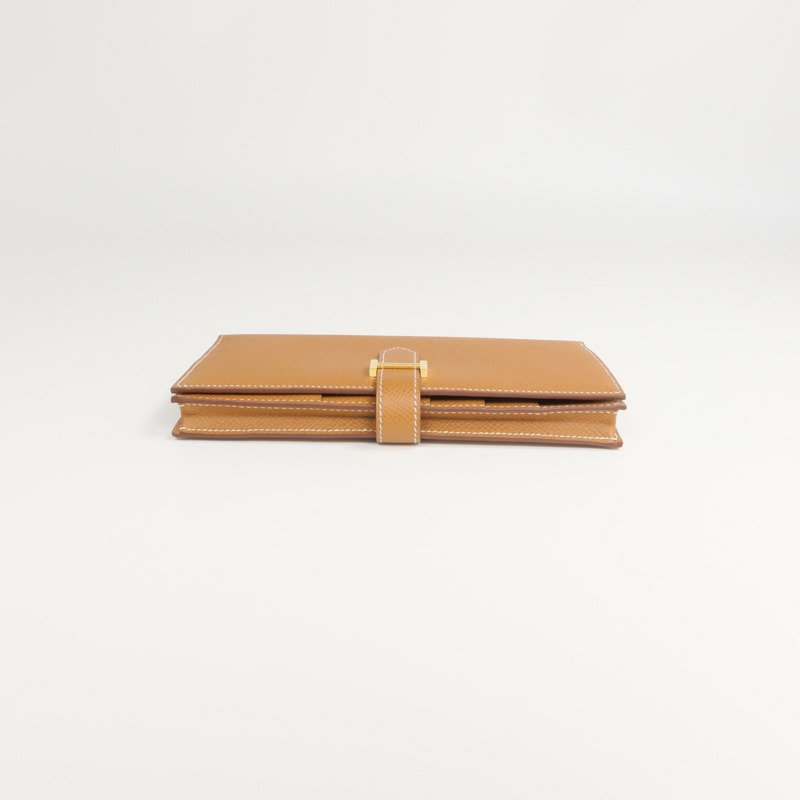 HERMES Epsom皮革Bearn Long Wallet長錢包Gold-10