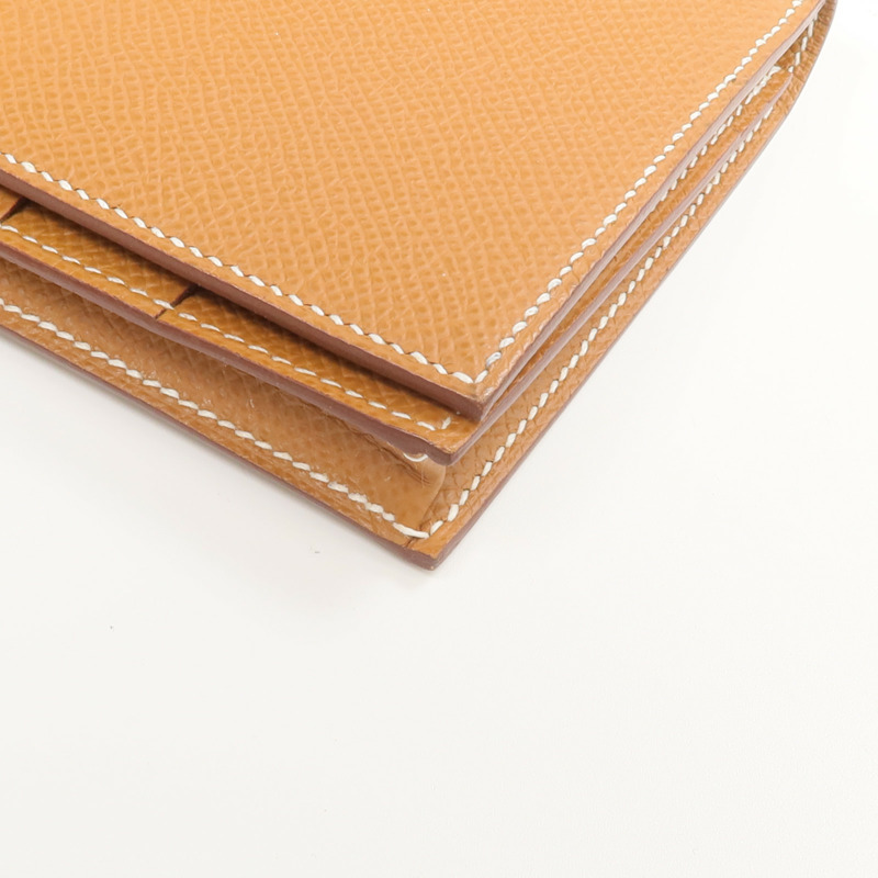HERMES Epsom皮革Bearn Long Wallet長錢包Gold-11