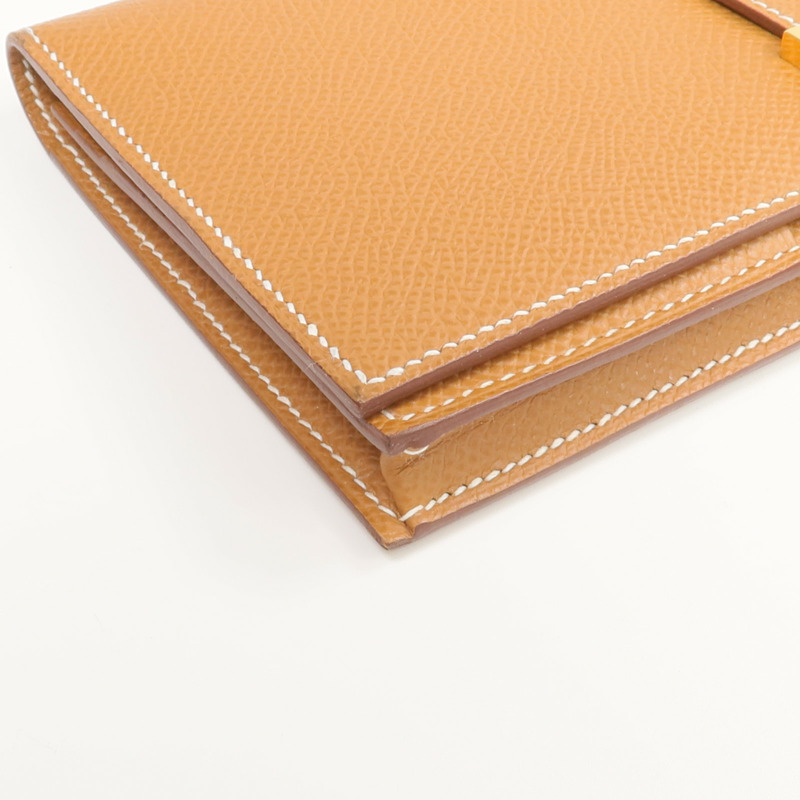HERMES Epsom皮革Bearn Long Wallet長錢包Gold-12