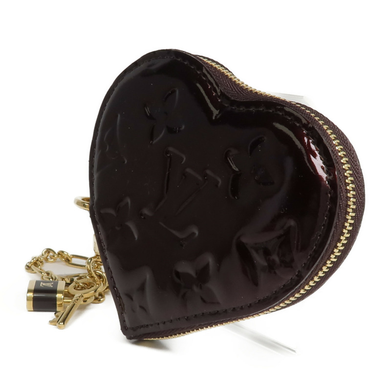 LOUIS VUITTON Monogram Vernis Porte Monnaie Coeur錢包Amarante-1