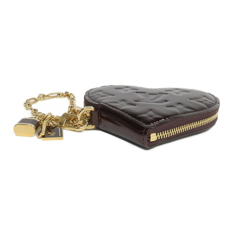 LOUIS VUITTON Monogram Vernis Porte Monnaie Coeur錢包Amarante-3
