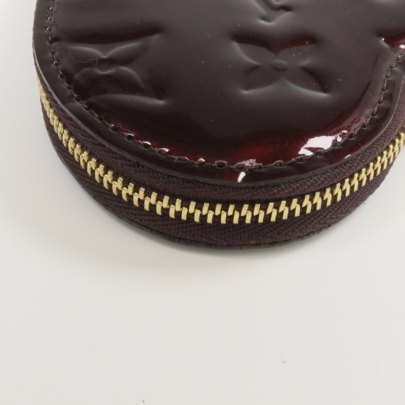 LOUIS VUITTON Monogram Vernis Porte Monnaie Coeur錢包Amarante-10