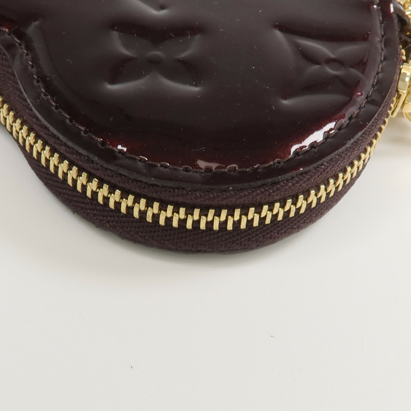 LOUIS VUITTON Monogram Vernis Porte Monnaie Coeur錢包Amarante-11