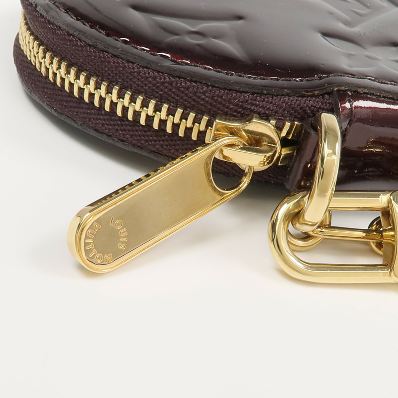 LOUIS VUITTON Monogram Vernis Porte Monnaie Coeur錢包Amarante-12