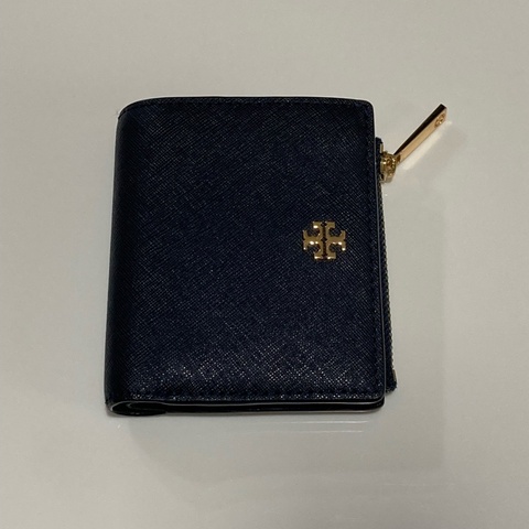Tory burch 單折短夾有零錢包 深藍色