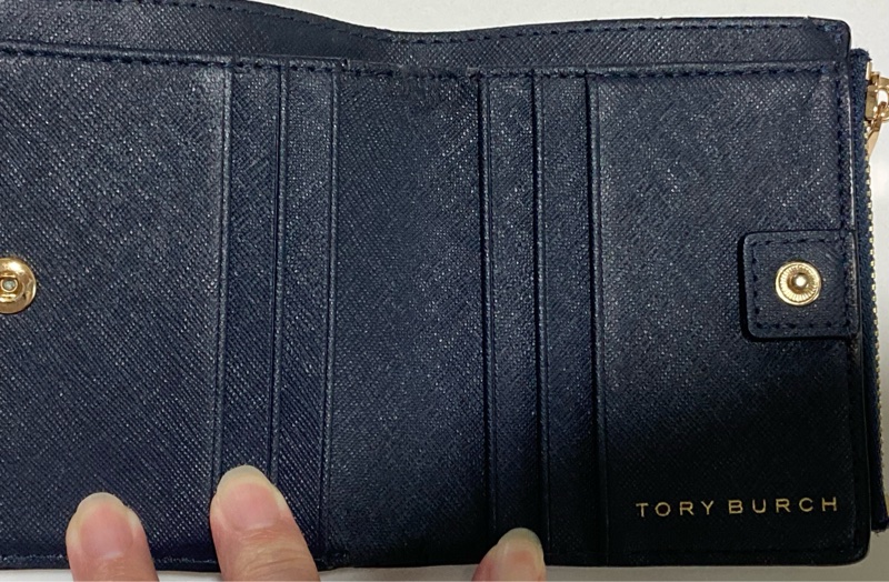 Tory burch 單折短夾有零錢包 深藍色-3