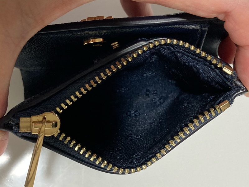 Tory burch 單折短夾有零錢包 深藍色-9