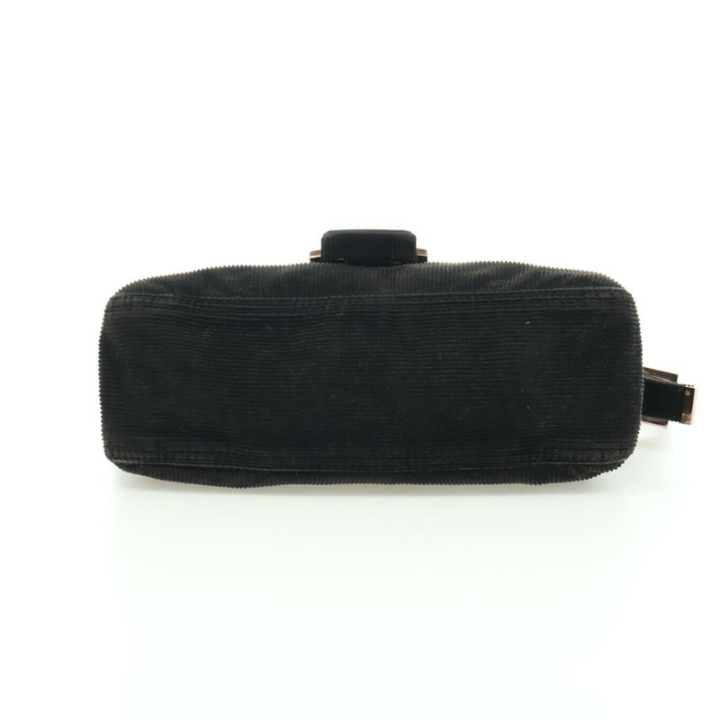 【日本直送】FENDI Mamma Baguette 單肩包 燈芯絨 黑色 銀色 正品 ARZ587SAV-4