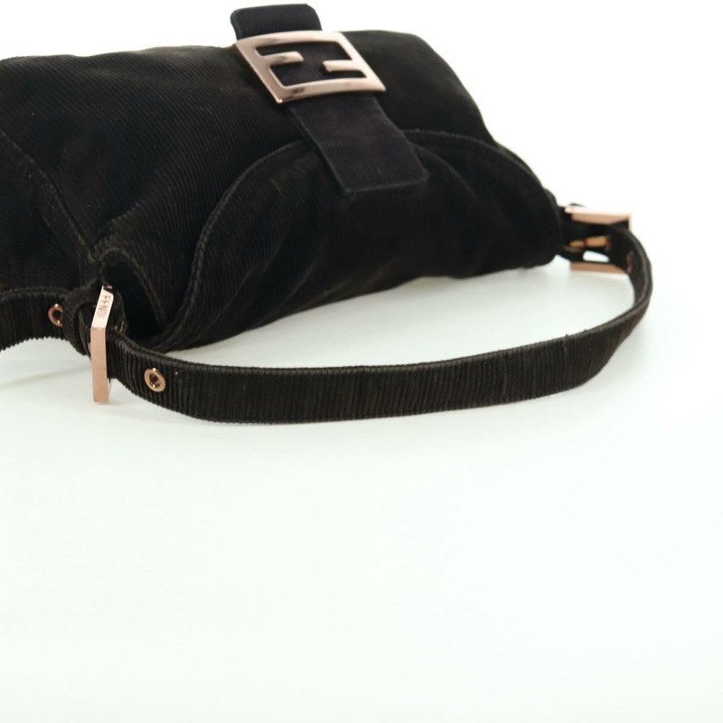 【日本直送】FENDI Mamma Baguette 單肩包 燈芯絨 黑色 銀色 正品 ARZ587SAV-6