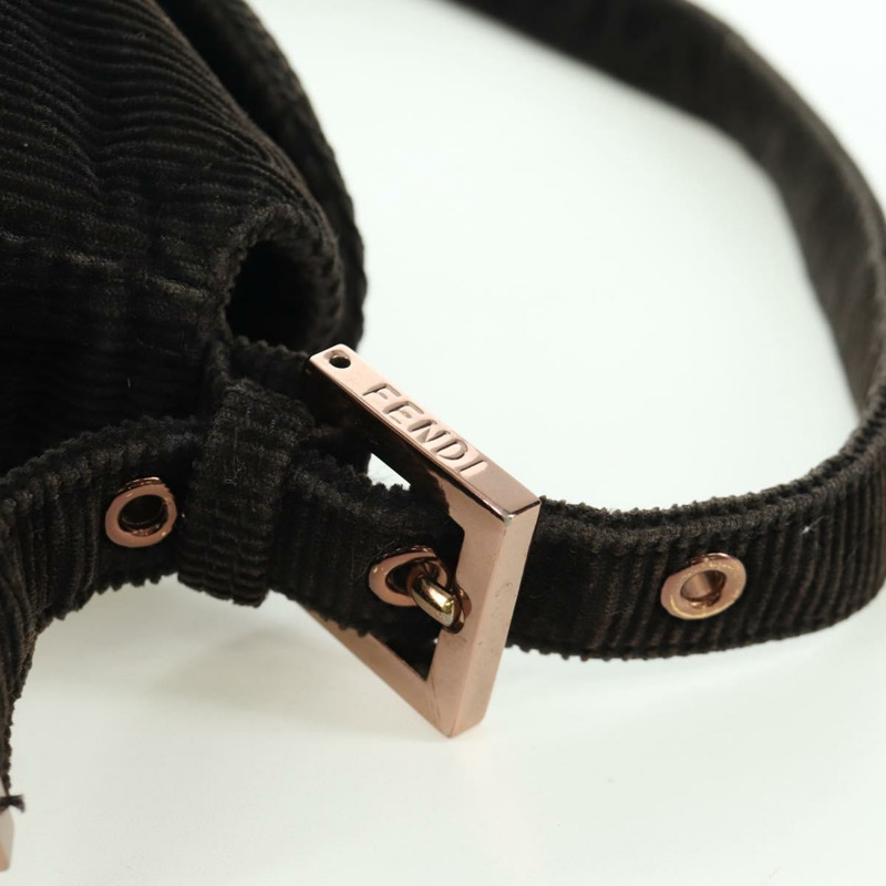 【日本直送】FENDI Mamma Baguette 單肩包 燈芯絨 黑色 銀色 正品 ARZ587SAV-7