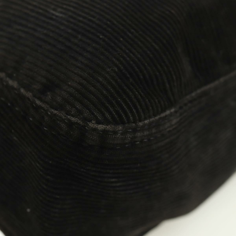 【日本直送】FENDI Mamma Baguette 單肩包 燈芯絨 黑色 銀色 正品 ARZ587SAV-14