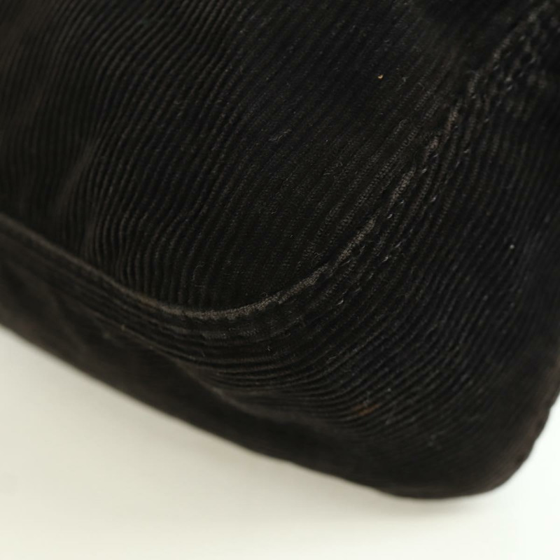 【日本直送】FENDI Mamma Baguette 單肩包 燈芯絨 黑色 銀色 正品 ARZ587SAV-15