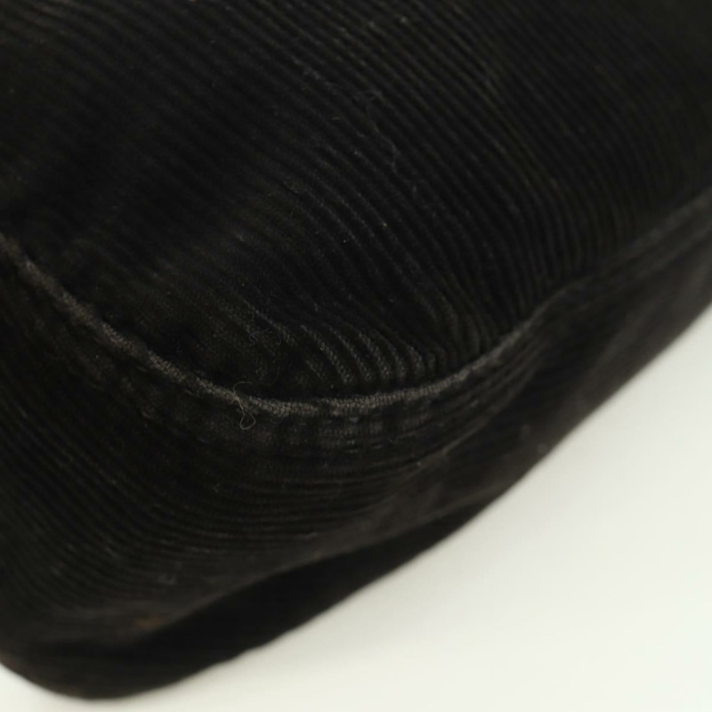 【日本直送】FENDI Mamma Baguette 單肩包 燈芯絨 黑色 銀色 正品 ARZ587SAV-16