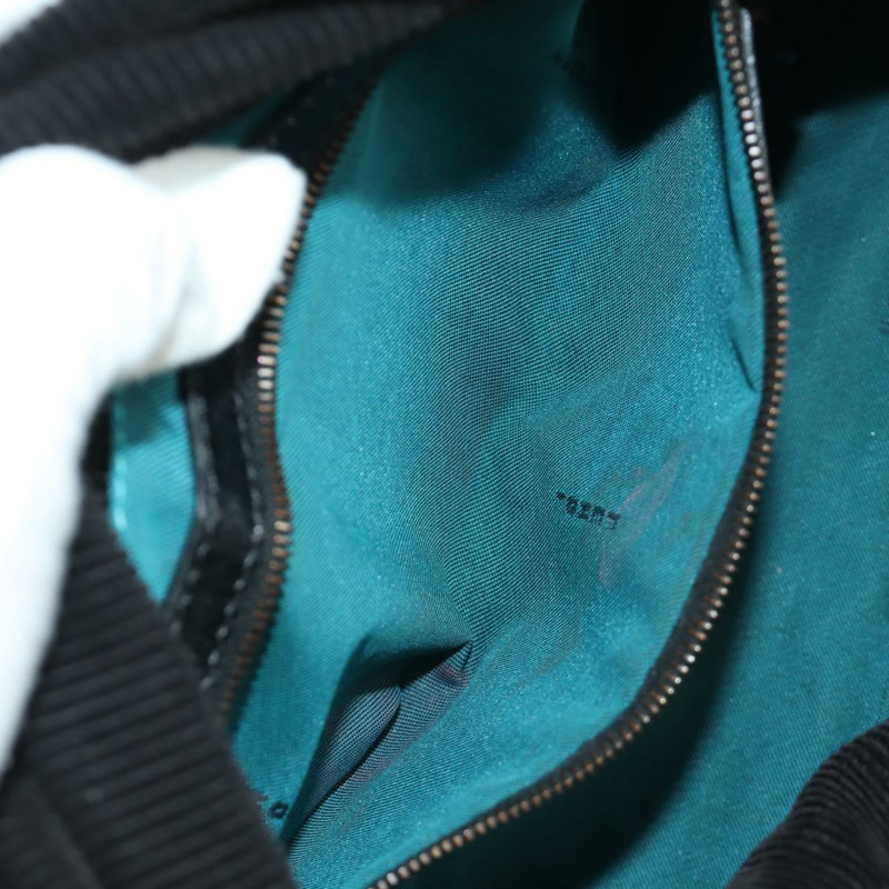 【日本直送】FENDI Mamma Baguette 單肩包 燈芯絨 黑色 銀色 正品 ARZ587SAV-25