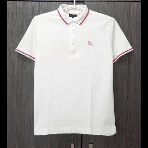 （日本製MIJ）BURBERRY博柏利 GOLF高爾夫球 戰馬 男拼色透氣網眼布短袖POLO衫3號