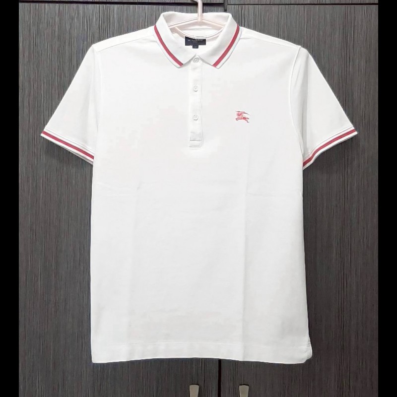 （日本製MIJ）BURBERRY博柏利 GOLF高爾夫球 戰馬 男拼色透氣網眼布短袖POLO衫3號-0