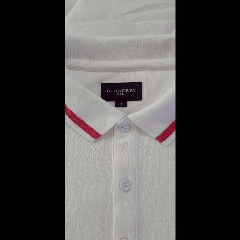 （日本製MIJ）BURBERRY博柏利 GOLF高爾夫球 戰馬 男拼色透氣網眼布短袖POLO衫3號-6