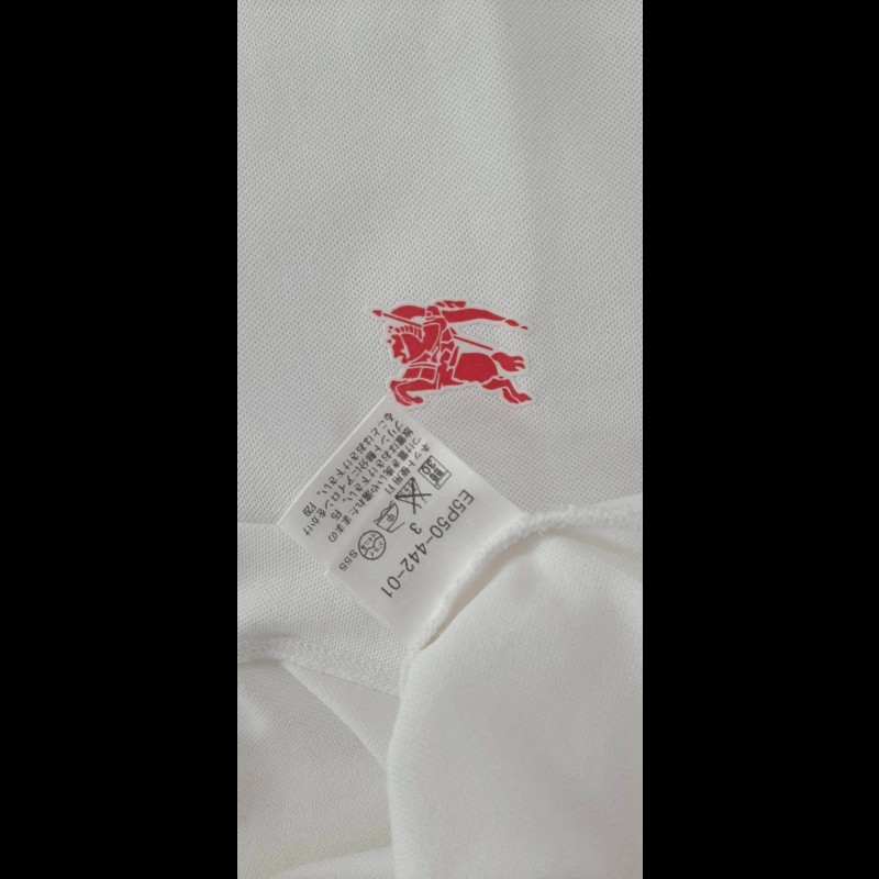 （日本製MIJ）BURBERRY博柏利 GOLF高爾夫球 戰馬 男拼色透氣網眼布短袖POLO衫3號-7