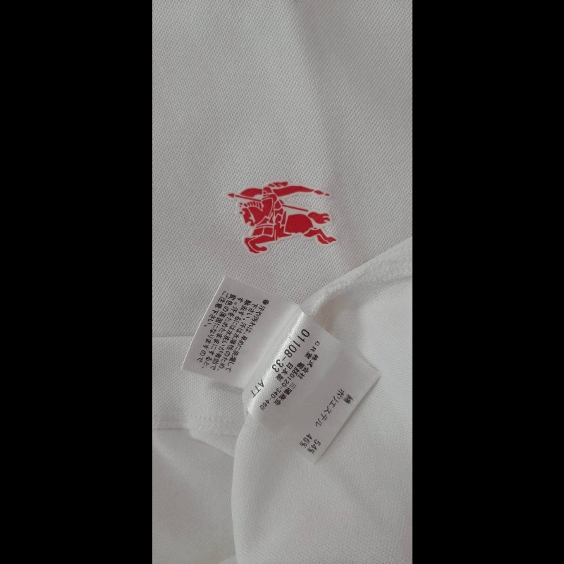 （日本製MIJ）BURBERRY博柏利 GOLF高爾夫球 戰馬 男拼色透氣網眼布短袖POLO衫3號-8