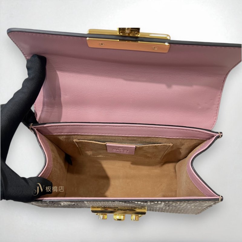 JY0380-GUCCI包包 Padlock 金色蟒蛇皮Shoulder Bag金屬鎖釦下蓋鏈包 409487-5