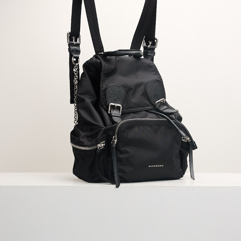 二手Burberry 尼龍後背包/中號黑色-1