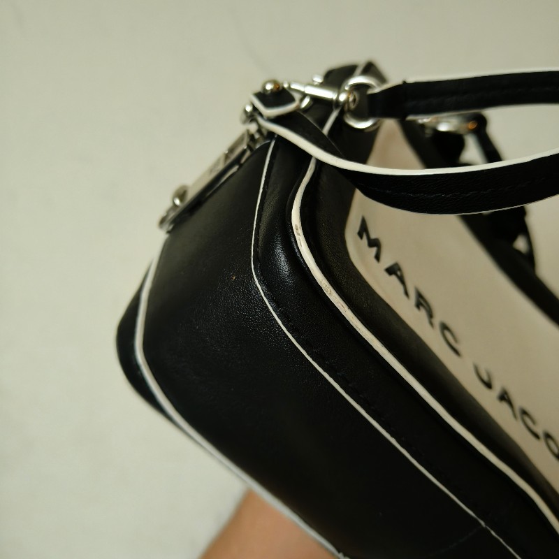 ‼️母親節狂降🫅‼️（原$4800）只到5/10⏰㊣✨ Marc Jacobs✨馬克·雅各布斯 MJ THE MINI BOX BAG20 黑白 牛皮 餐盒包 手提包 肩背包 斜背包/二手精品/二手包/保證正品-7