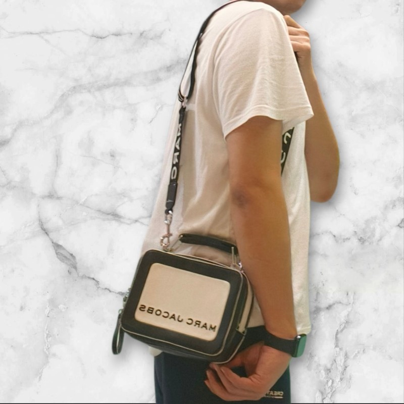 ‼️母親節狂降🫅‼️（原$4800）只到5/10⏰㊣✨ Marc Jacobs✨馬克·雅各布斯 MJ THE MINI BOX BAG20 黑白 牛皮 餐盒包 手提包 肩背包 斜背包/二手精品/二手包/保證正品-38