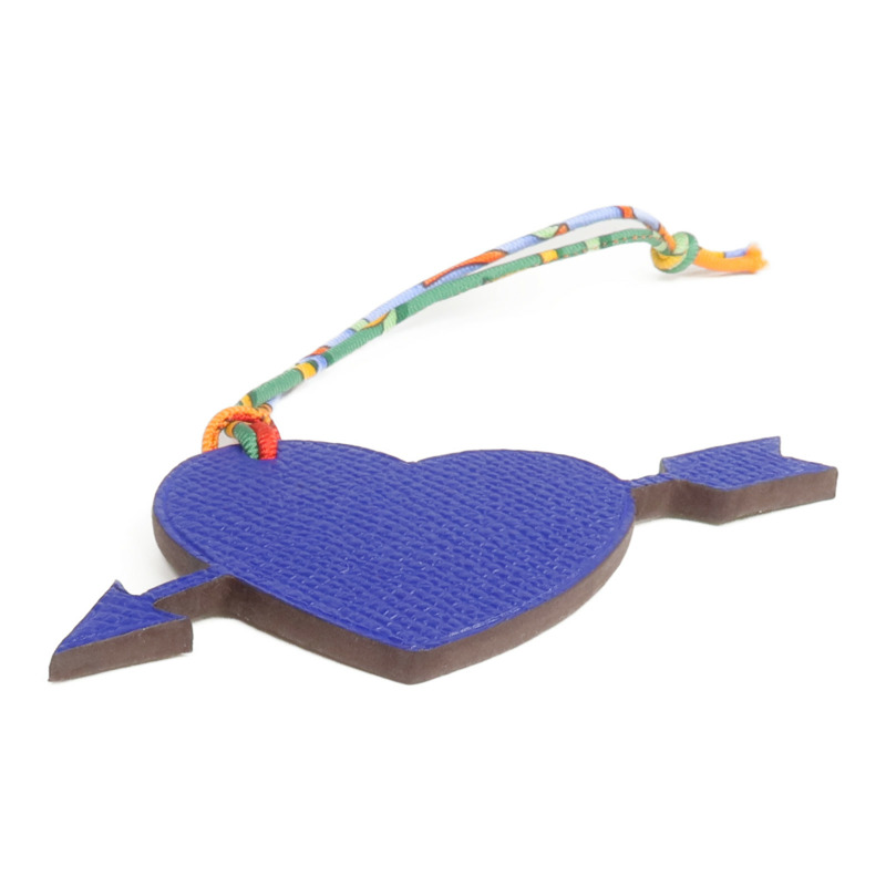 HERMES Epsom皮革Petit H Heart & Arrow Charm掛飾Trench/Bleu Electrique-2