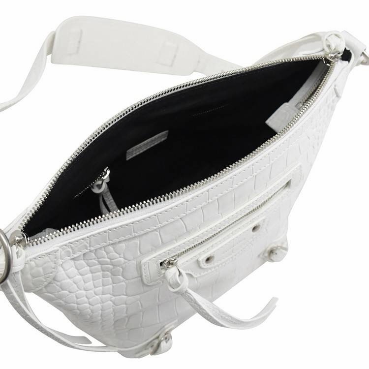 BALENCIAGA 巴黎世家 XS Neo Classic Hobo Bag 白色 經典鉚釘 機車包 斜背包-5