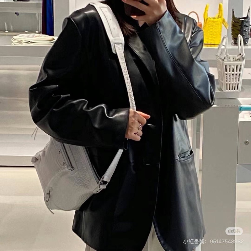 BALENCIAGA 巴黎世家 XS Neo Classic Hobo Bag 白色 經典鉚釘 機車包 斜背包-7