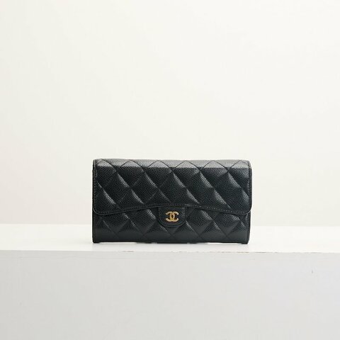 二手Chanel cf長夾/黑金牛