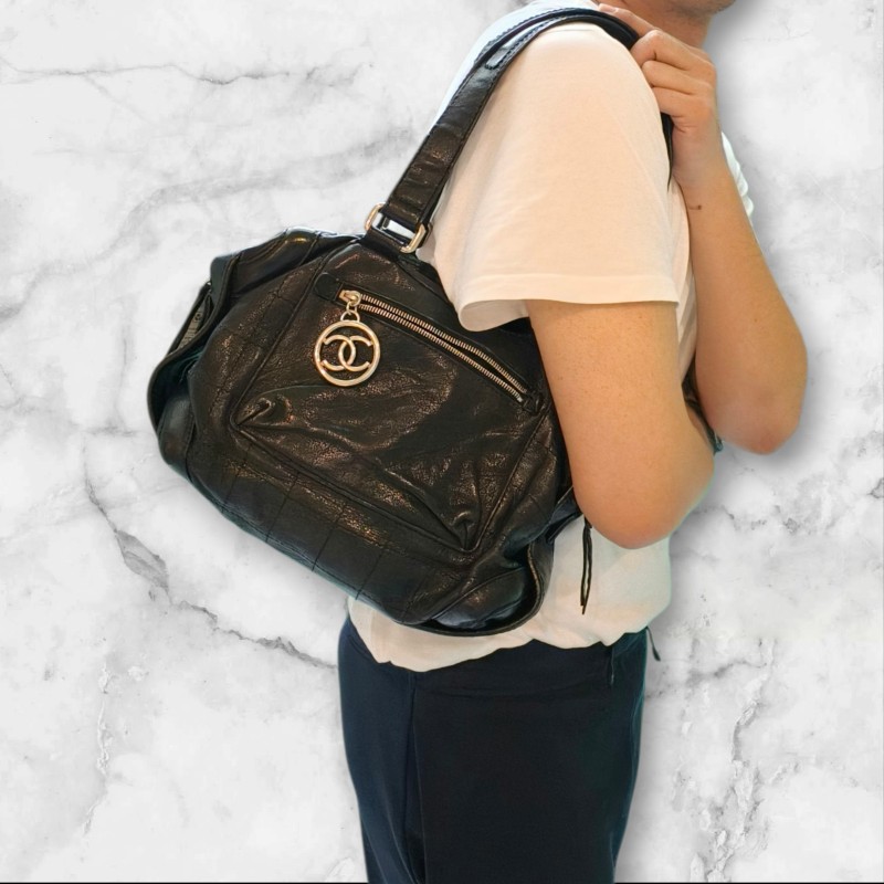 ‼️母親節狂降🫅‼️（原$42800）只到5/10⏰㊣✨CHANEL✨香奈兒 黑色 老香 小香 雙C 雷標 保齡球包 托特包 肩背包/二手包/二手精品🌳二手樹屋🌳-45