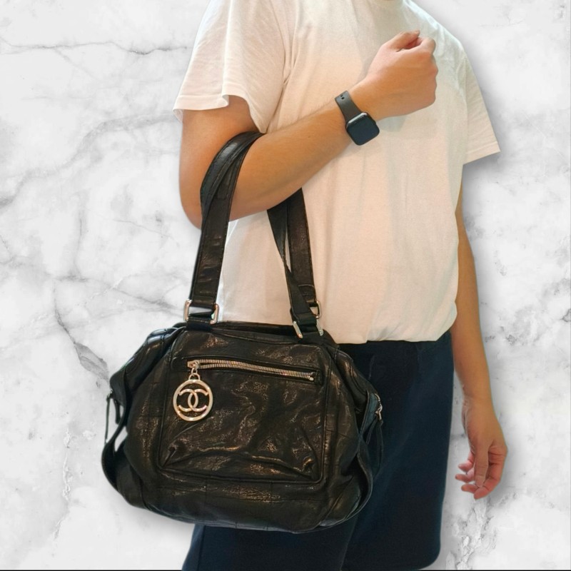 ‼️母親節狂降🫅‼️（原$42800）只到5/10⏰㊣✨CHANEL✨香奈兒 黑色 老香 小香 雙C 雷標 保齡球包 托特包 肩背包/二手包/二手精品🌳二手樹屋🌳-46