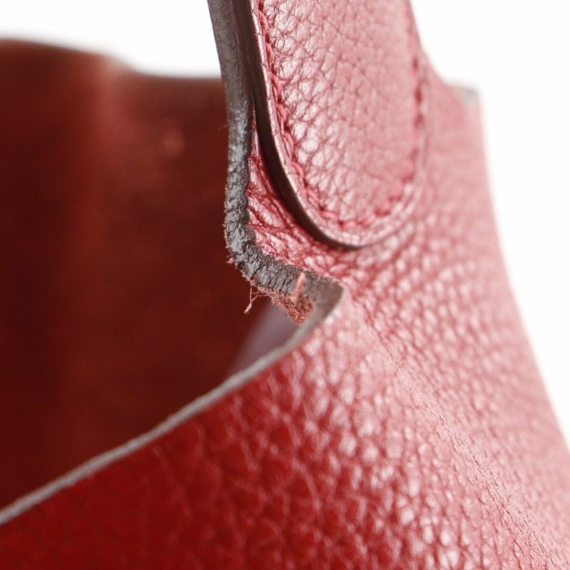 愛馬仕 Picotin Lock GM 手提包，Taurillon Clemence 皮革，2013 年款，紅色/銀色五金，□Q A5 尺寸，皮帶扣，女士款。-13