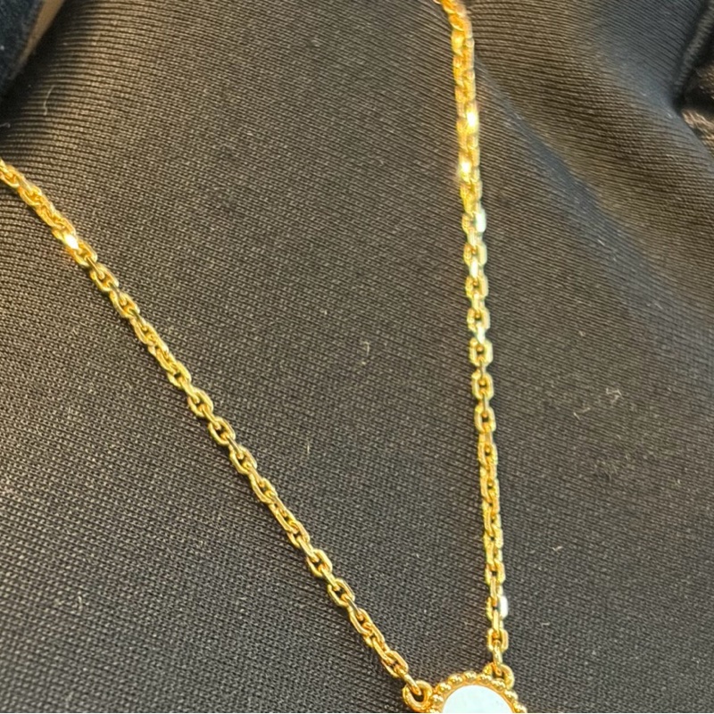 Van Cleef & Arpels 梵克雅寶 Alhambra Vintage幸運四葉 18K金珍珠母貝 項鍊 金色21保卡 配盒-5