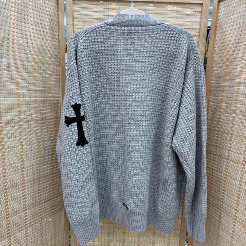 Chrome Hearts 灰色拼皮十字架開襟衫 小號-1