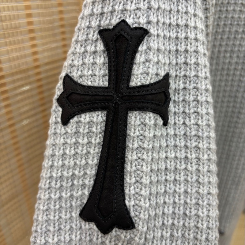 Chrome Hearts 灰色拼皮十字架開襟衫 小號-2