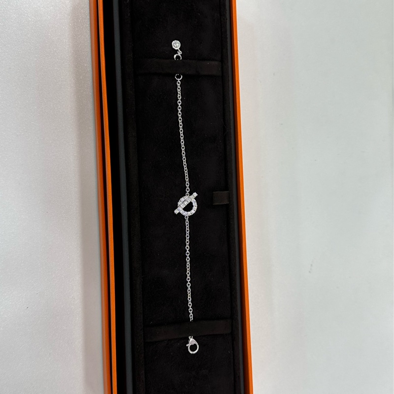 Hermes 愛馬仕 Finesse白金滿鑽小Q手鍊 21年 全套有購證有證書-1