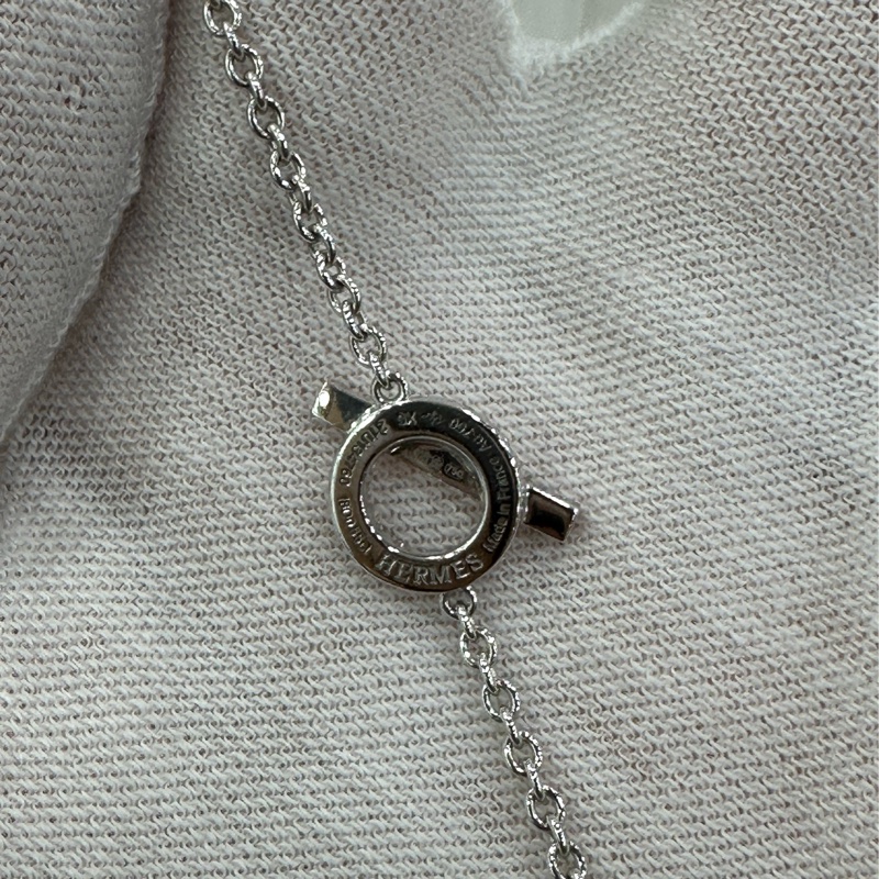 Hermes 愛馬仕 Finesse白金滿鑽小Q手鍊 21年 全套有購證有證書-2