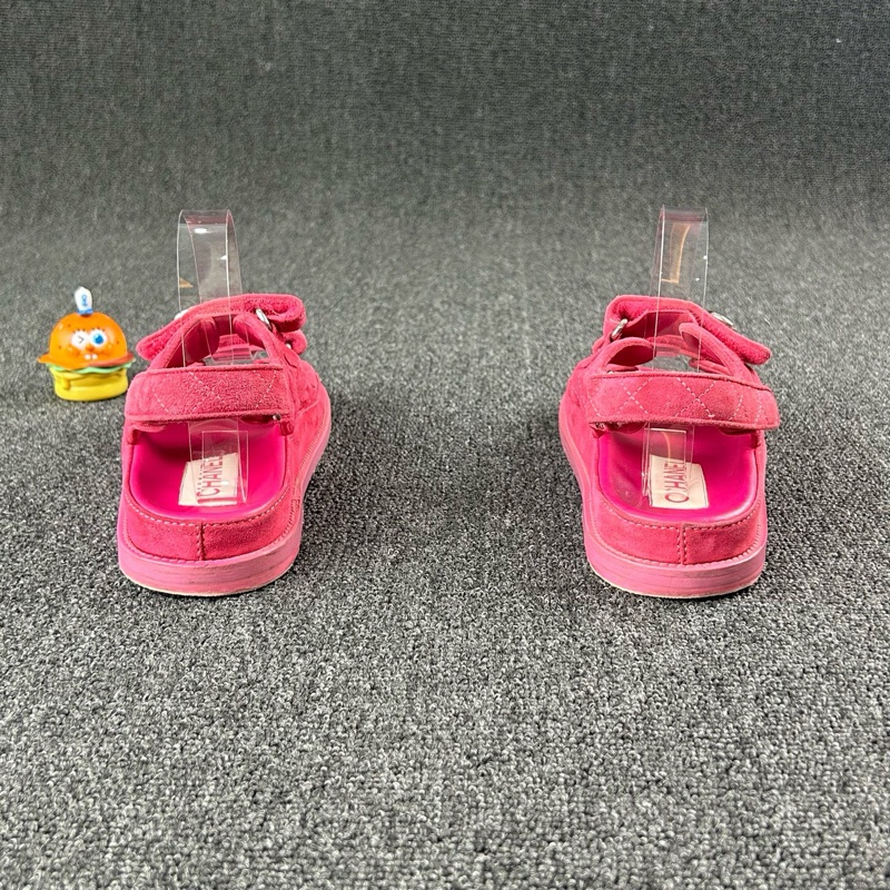 Chanel香奈兒粉色魔術貼涼鞋 尺碼38-4