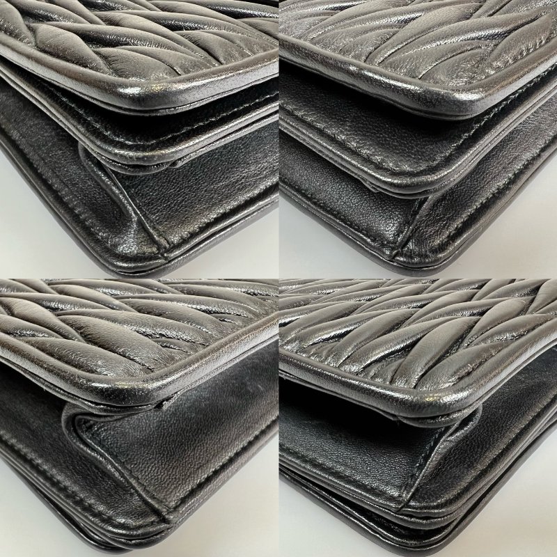 MIUMIU  黑銀褶皺掀蓋斜挎包-9