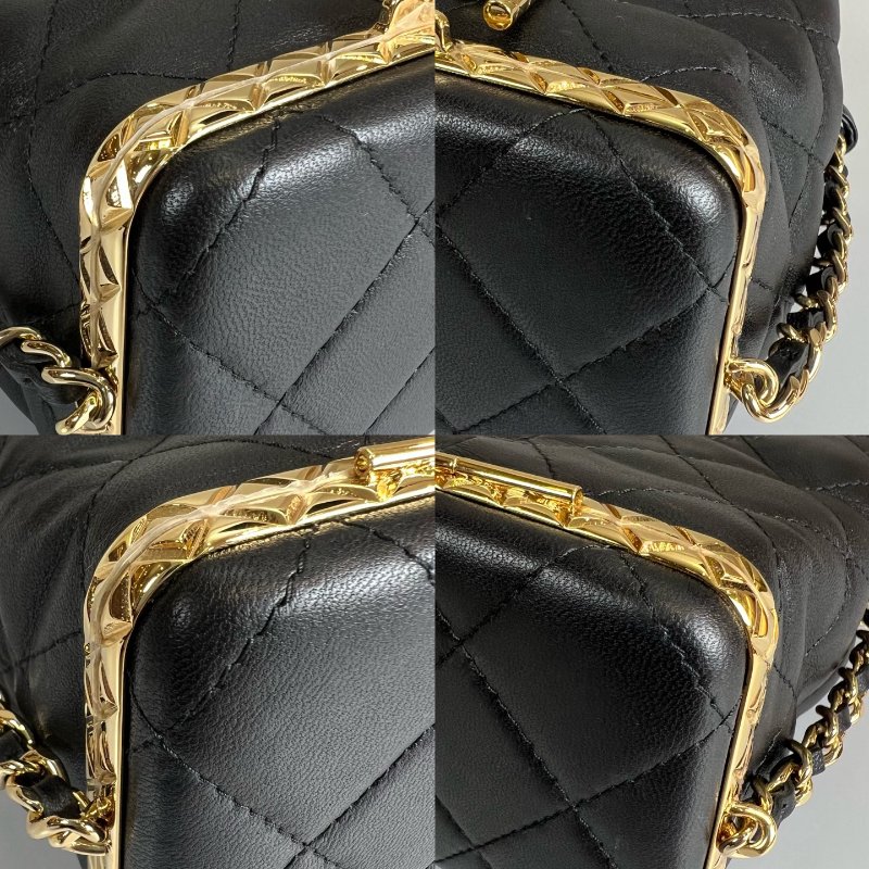 CHANEL 抽繩水桶包 黑金  32開-11