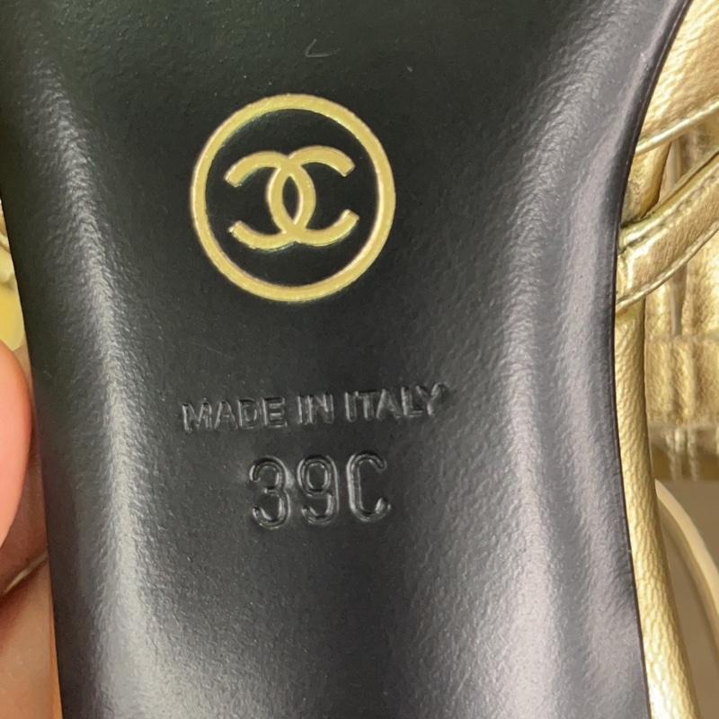 閒置未使用 香奈兒Chanel 金色系帶涼鞋 夏季女士39 碼 單品-4