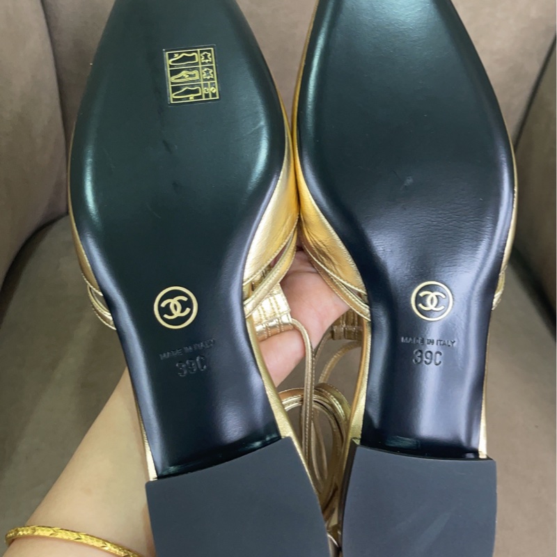 閒置未使用 香奈兒Chanel 金色系帶涼鞋 夏季女士39 碼 單品-5
