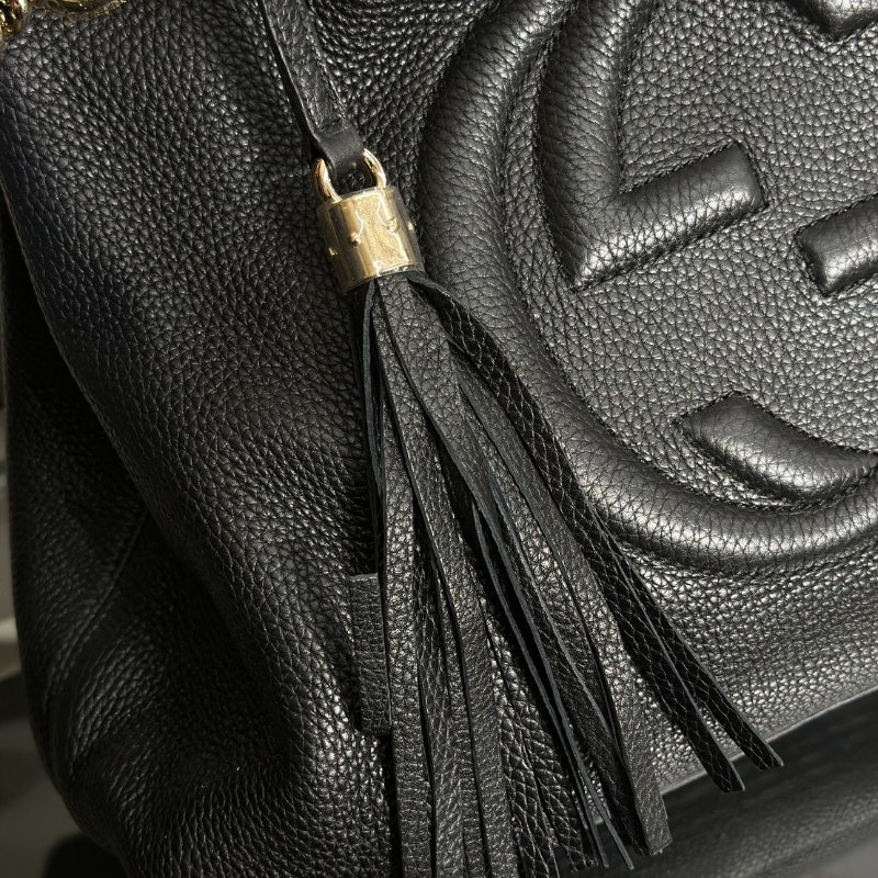 GUCCI 經典GG雙鍊單間托特包 - 黑-6