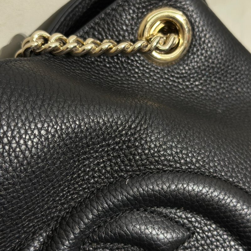 GUCCI 經典GG雙鍊單間托特包 - 黑-7