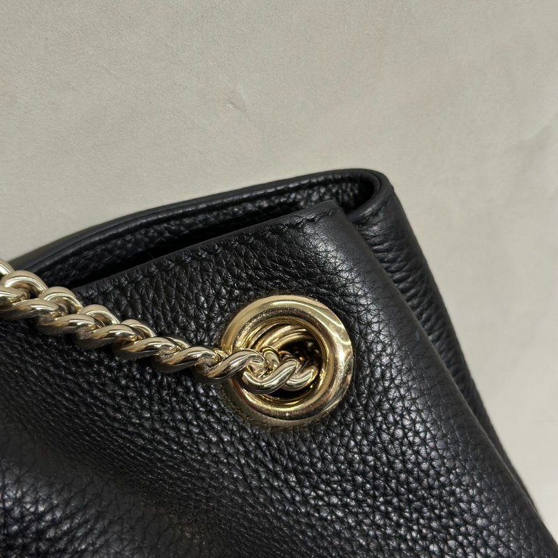 GUCCI 經典GG雙鍊單間托特包 - 黑-8