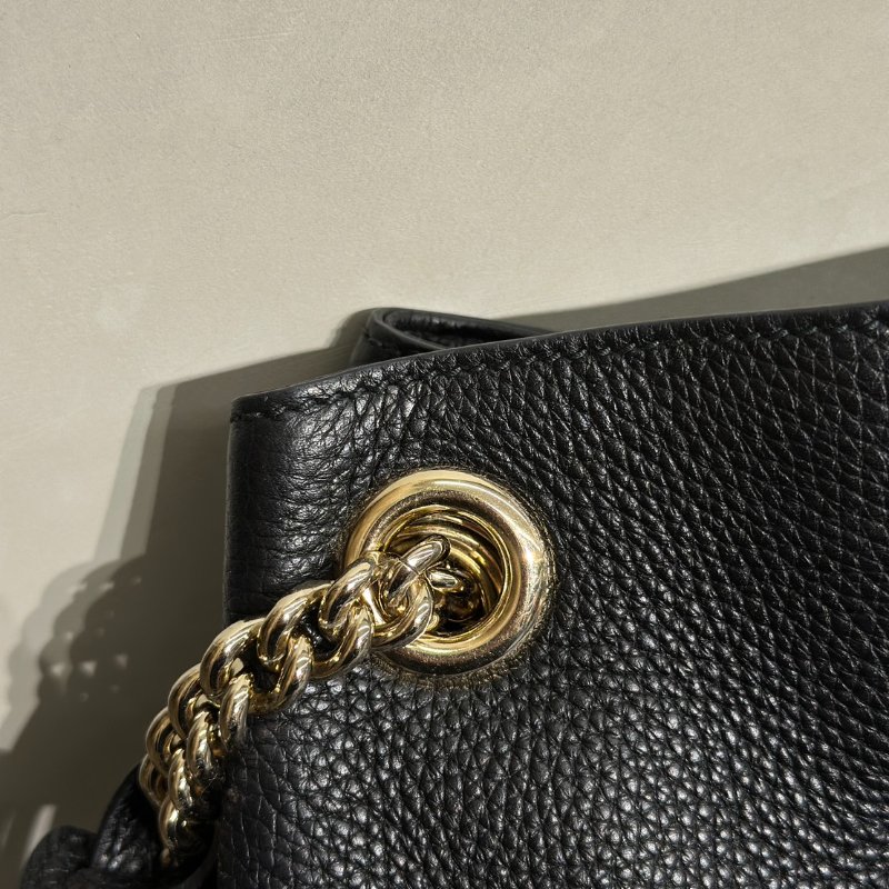 GUCCI 經典GG雙鍊單間托特包 - 黑-9