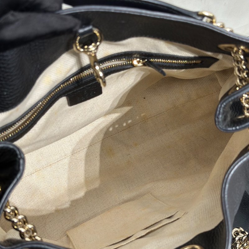 GUCCI 經典GG雙鍊單間托特包 - 黑-10