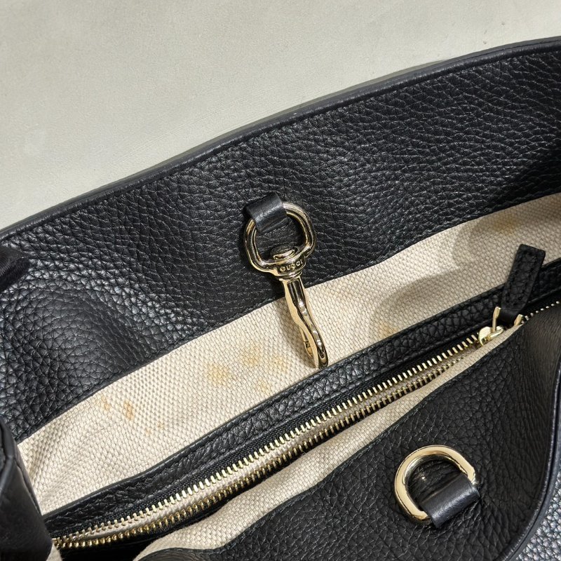 GUCCI 經典GG雙鍊單間托特包 - 黑-11